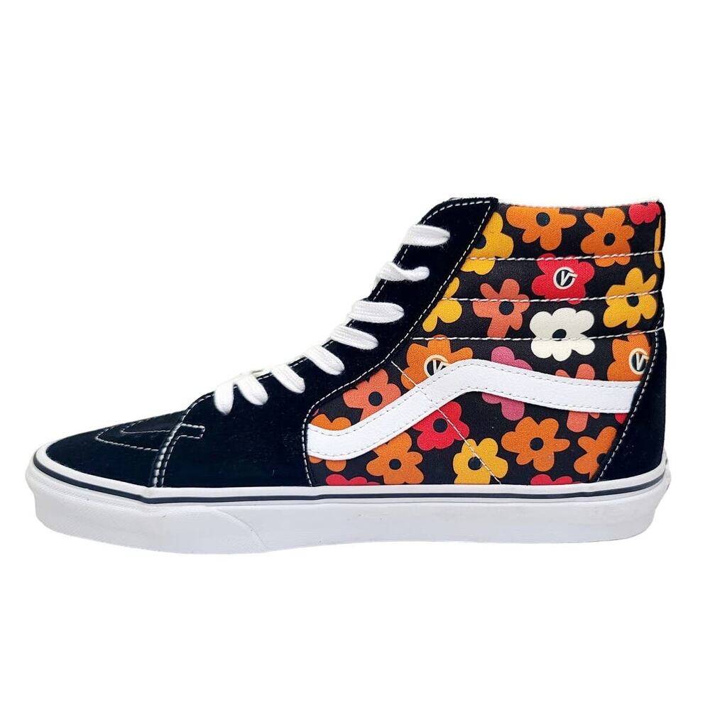 VANS SK8-HI Flower Black Suede Multicolor Canvas High Top Shoe Sneakers Men's 11